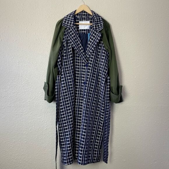 Tanya Taylor Lotta Contrast Combo Trench Coat - Picture 3 of 12